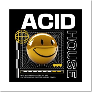 ACID HOUSE  - 3D Smiley (yellow/white) Posters and Art